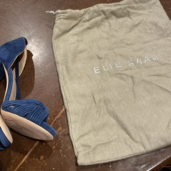 ELIE SAAB Women's Slingback Block Heel Sandal Size EU 38 In Blue - Picture 9 of 9